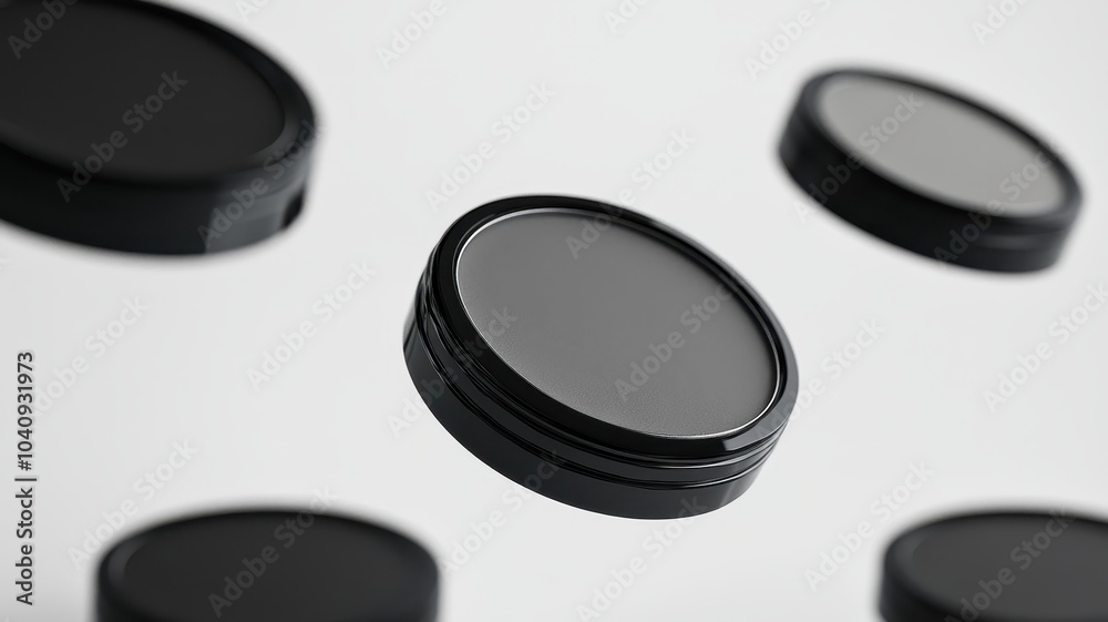 Set of Face Cosmetic Makeup Powder in Black Round flying in air on color background,Makeup brushes,cosmetic banner concept, pouch, eyeshadow palette, and powder compacts,Perfect look and beauty. Set of Face Cosmetic Makeup Powder in Black Round flying in air on color background,Makeup brushes,cosmetic banner concept, pouch, eyeshadow palette, and powder compacts,Perfect look and beauty.