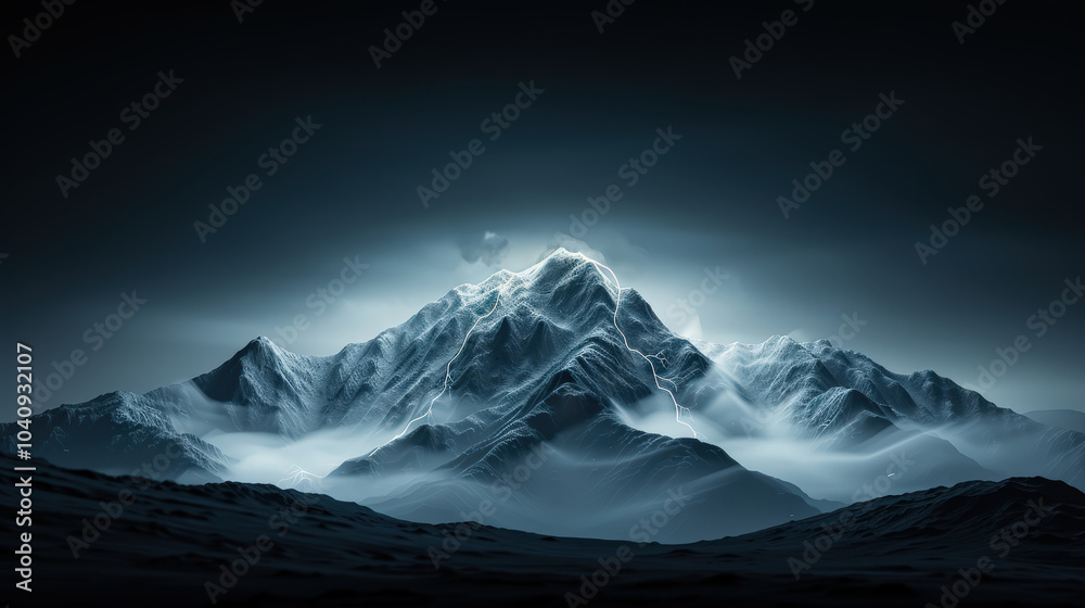 Dramatic clouds forming storm over mountain create breathtaking scene. powerful contrast of light and shadow enhances majestic beauty of landscape, evoking sense of awe and wonder Dramatic clouds forming storm over mountain create breathtaking scene. powerful contrast of light and shadow enhances majestic beauty of landscape, evoking sense of awe and wonder