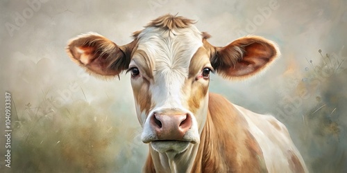 Wallpaper Mural A Gentle Gaze A Close-Up Portrait of a Brown and White Cow with Soft Fur and a Warm Expression Torontodigital.ca