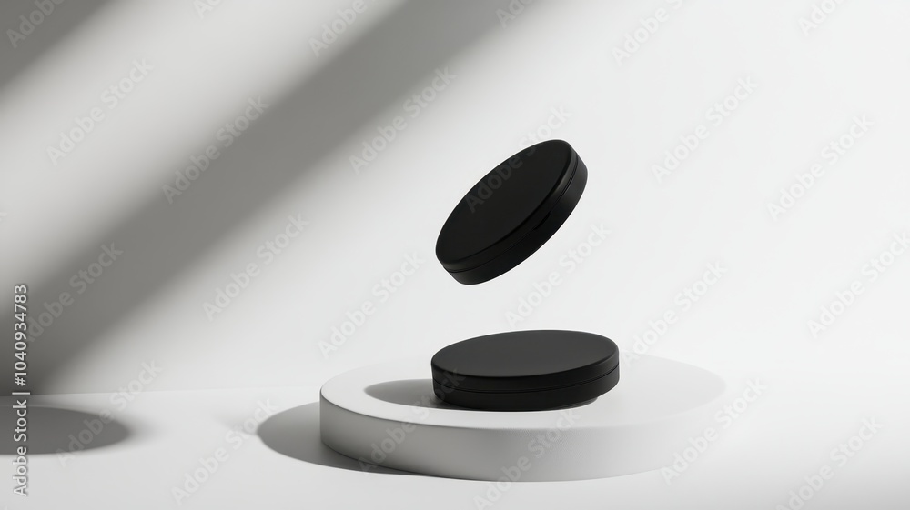 Set of Face Cosmetic Makeup Powder in Black Round flying in air on color background,Makeup brushes,cosmetic banner concept, pouch, eyeshadow palette, and powder compacts,Perfect look and beauty. Set of Face Cosmetic Makeup Powder in Black Round flying in air on color background,Makeup brushes,cosmetic banner concept, pouch, eyeshadow palette, and powder compacts,Perfect look and beauty.