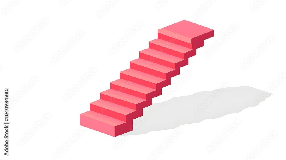 Minimalist flat design of a stairway expanding step by step from a small block representing the concept of growth progress and untapped potential
