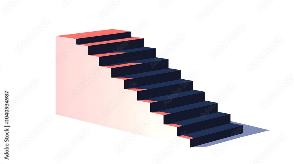 Stairway of Growth and Potential   Minimalist Abstract Geometric Depicting Step by Step Expansion and Advancement from a Small Block