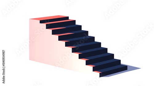 Stairway of Growth and Potential Minimalist Abstract Geometric Depicting Step by Step Expansion and Advancement from a Small Block