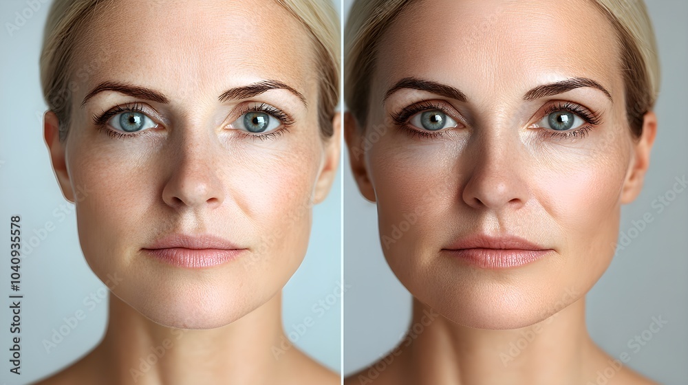 Detailed comparison post of non-surgical skin treatments vs. facelift, highlighting smoothness, tightness, and rejuvenation in before-and-after images, Realistic, Soft Lighting Detailed comparison post of non-surgical skin treatments vs. facelift, highlighting smoothness, tightness, and rejuvenation in before-and-after images, Realistic, Soft Lighting