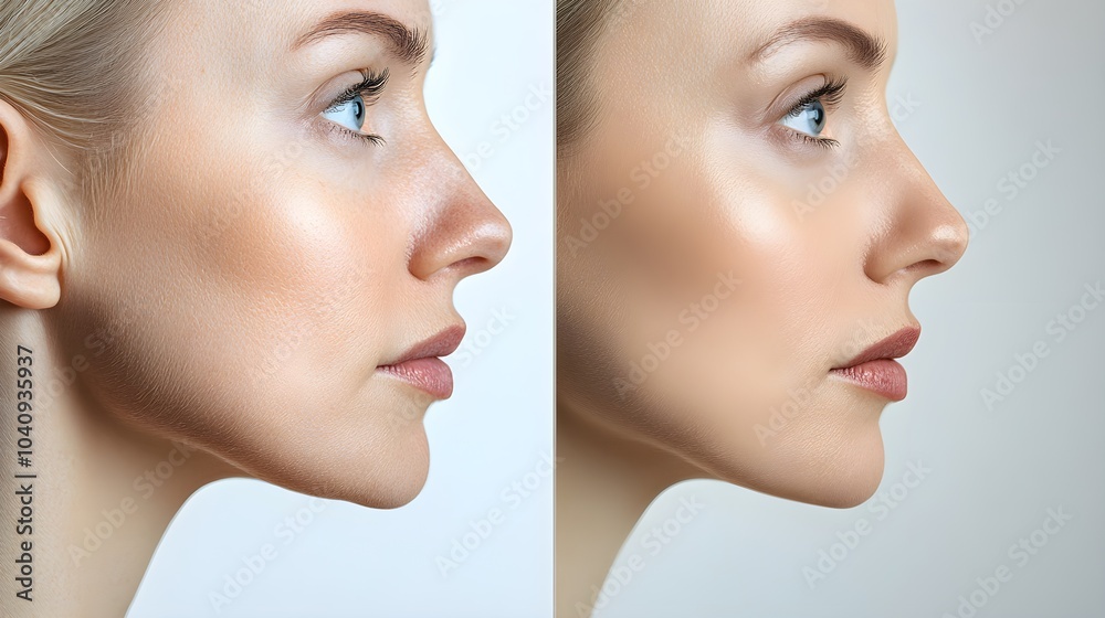 Side-by-side comparison of a woman's weight loss journey, emphasizing the mental benefits such as improved self-worth and confidence, Photorealistic, Clean Design Side-by-side comparison of a woman's weight loss journey, emphasizing the mental benefits such as improved self-worth and confidence, Photorealistic, Clean Design