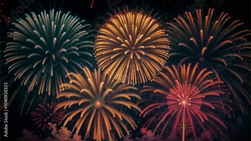 Multicolored fireworks background. Generative AI