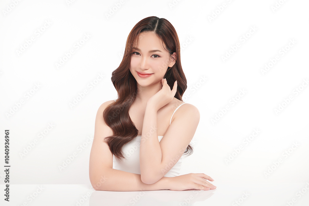 Beautiful young asian woman with clean fresh skin on white background, Face care, Facial treatment, Cosmetology, beauty and spa, Asian women portrait. Beautiful young asian woman with clean fresh skin on white background, Face care, Facial treatment, Cosmetology, beauty and spa, Asian women portrait.