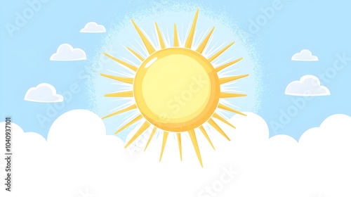 Bright sun symbol representing growth development and untapped potential in a flat design on a white background  The image conveys themes of the possibility of positive transformation photo