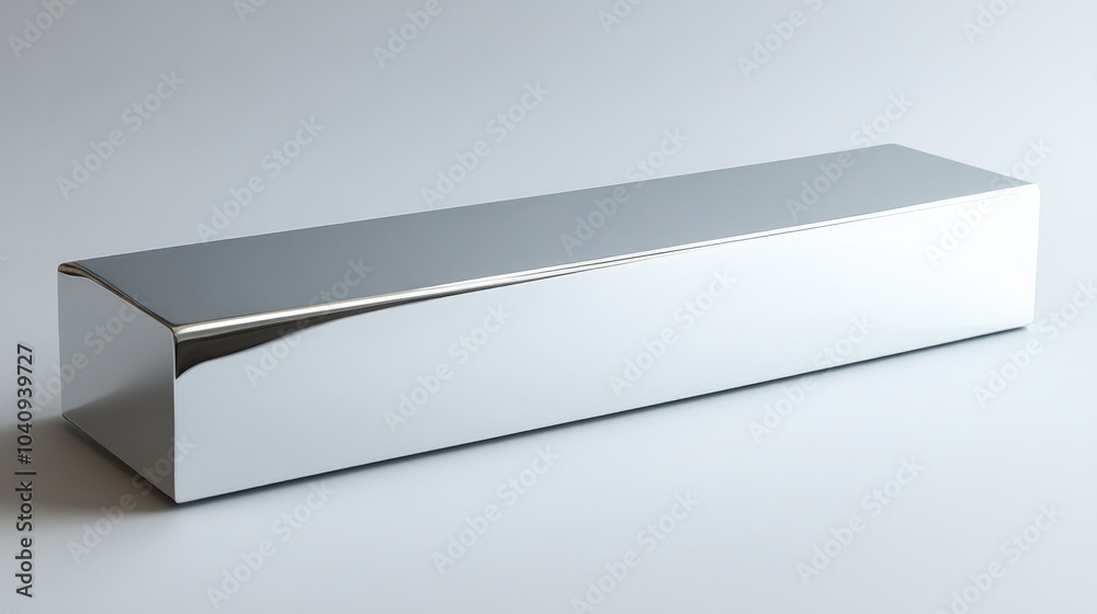 Sleek Minimalist Chrome Block on Light Background Showcasing Modern Design and Reflective Surface Sleek Minimalist Chrome Block on Light Background Showcasing Modern Design and Reflective Surface