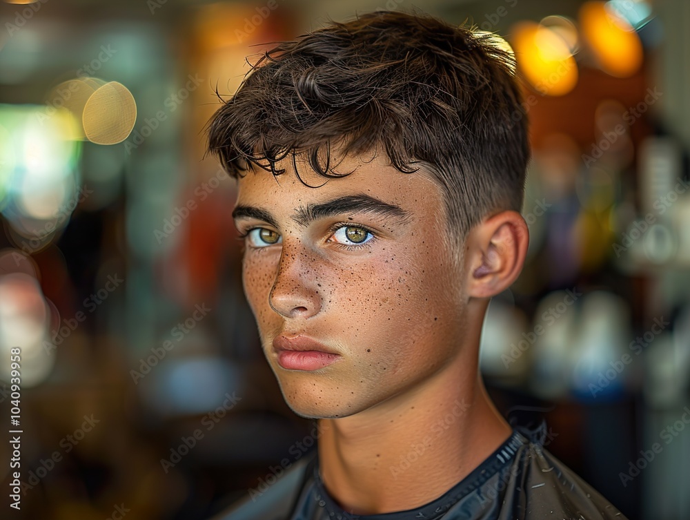 Portrait of a Young Man with Freckles and Green Eyes