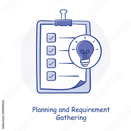 Hand drawn Icon for Project Planning and Requirement Gathering in Successful Initiation Phases