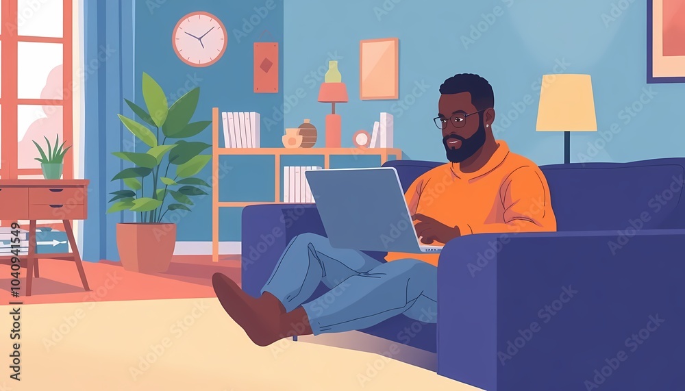 Black Guy Working Remotely Black Guy Working Remotely