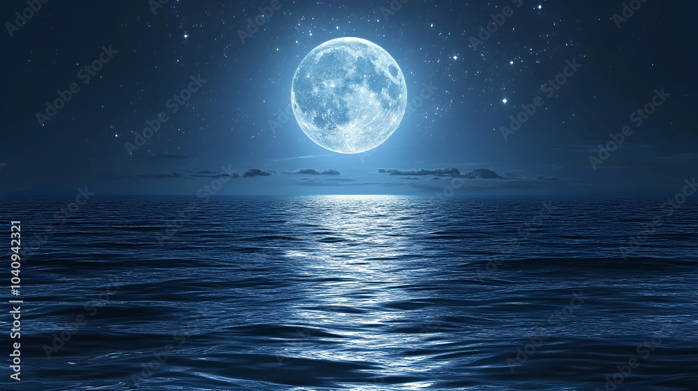 Serene moonlit ocean night Serene moonlit ocean night