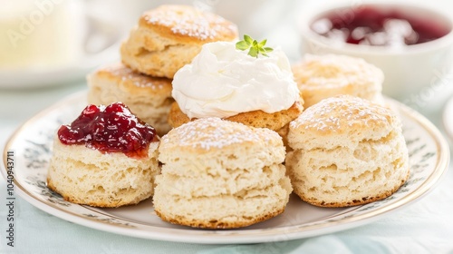 Wallpaper Mural Freshly Baked Scones with Cream and Jam Torontodigital.ca