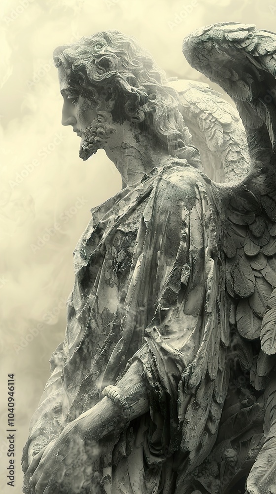 Fototapeta premium Weathered Angel Sculpture: A Symbol of Hope and Eternity