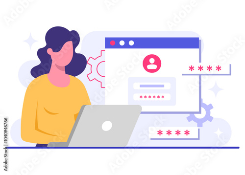Password secure access, Data protection, Cyber security, Internet security, information privacy, Account protection flat vector illustration for landing page, app, web banner, infographic, poster