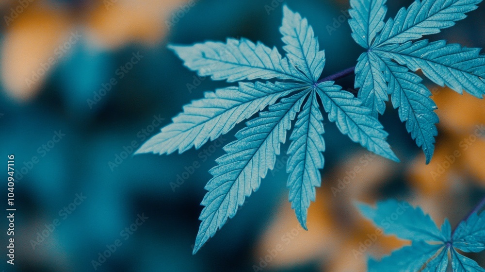 Close-up of a vibrant green cannabis leaf with a blurred background. Close-up of a vibrant green cannabis leaf with a blurred background.