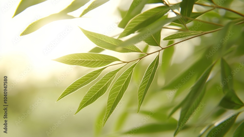 Close-up of green leaves with sunlight shining through. Close-up of green leaves with sunlight shining through.