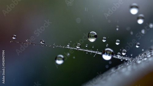 Macro Water Droplets on Spider Web with Soft Bokeh Background