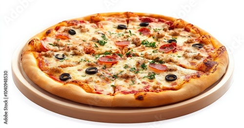 Vibrant pizza tray displayed in PNG with a minimalist white background for emphasis.