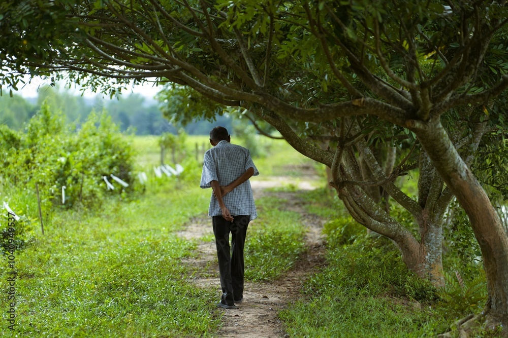An old man walked under a bush. An old man walked under a bush.