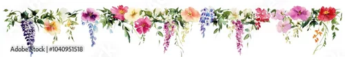 Panel kuchenny z motywem Vibrant watercolor illustration featuring a colorful top flower border collection.