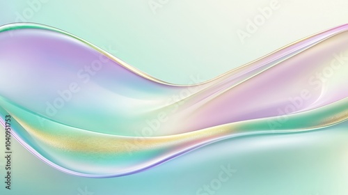 Abstract Liquid Wave in Pastel Hues: A soft, ethereal abstract image showcasing a shimmering, iridescent liquid wave flowing gracefully against a muted pastel background.