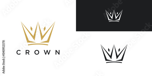 Abstract gold crown logo. Royal king icon design. Premium Vector