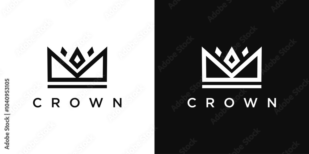 Abstract black crown logo. Royal king icon design. Premium Vector