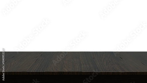 A dark wooden tabletop isolated against a transparent background. PNG file