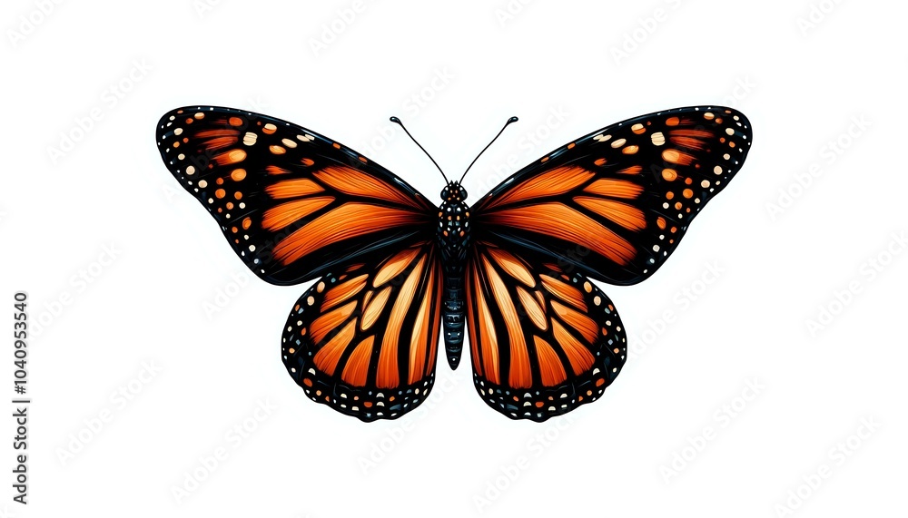 Fototapeta premium Vibrant Monarch Butterfly with Detailed Wing Patterns