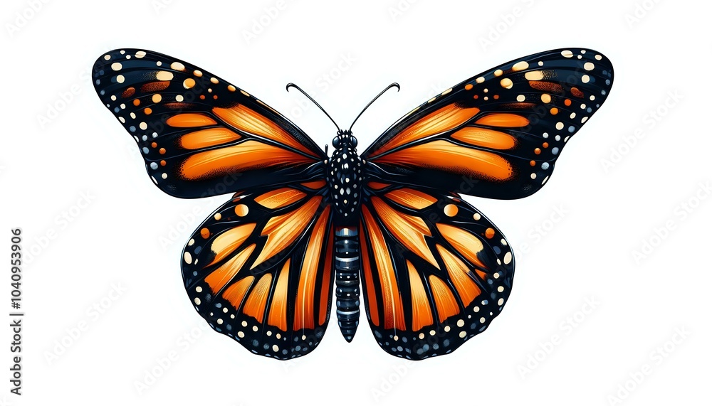 Fototapeta premium Vibrant Monarch Butterfly with Detailed Wing Patterns 