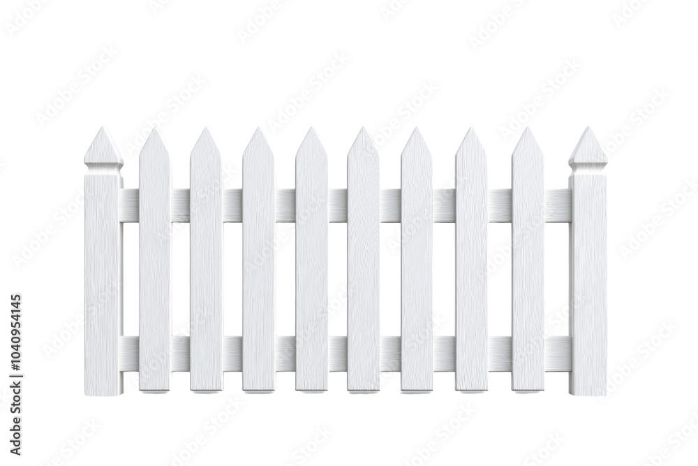White Picket Fence isolated on transparent background White Picket Fence isolated on transparent background