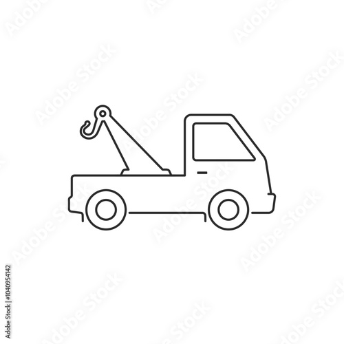 Towing truck line icon, vector isolated illustration