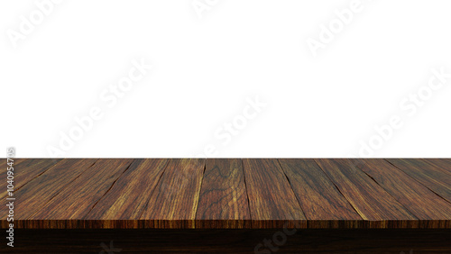 Empty wooden table top with transparent background, suitable for product display. PNG file
