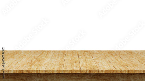 Wooden table top isolated on transparent background, perfect for product display or presentation. PNG file