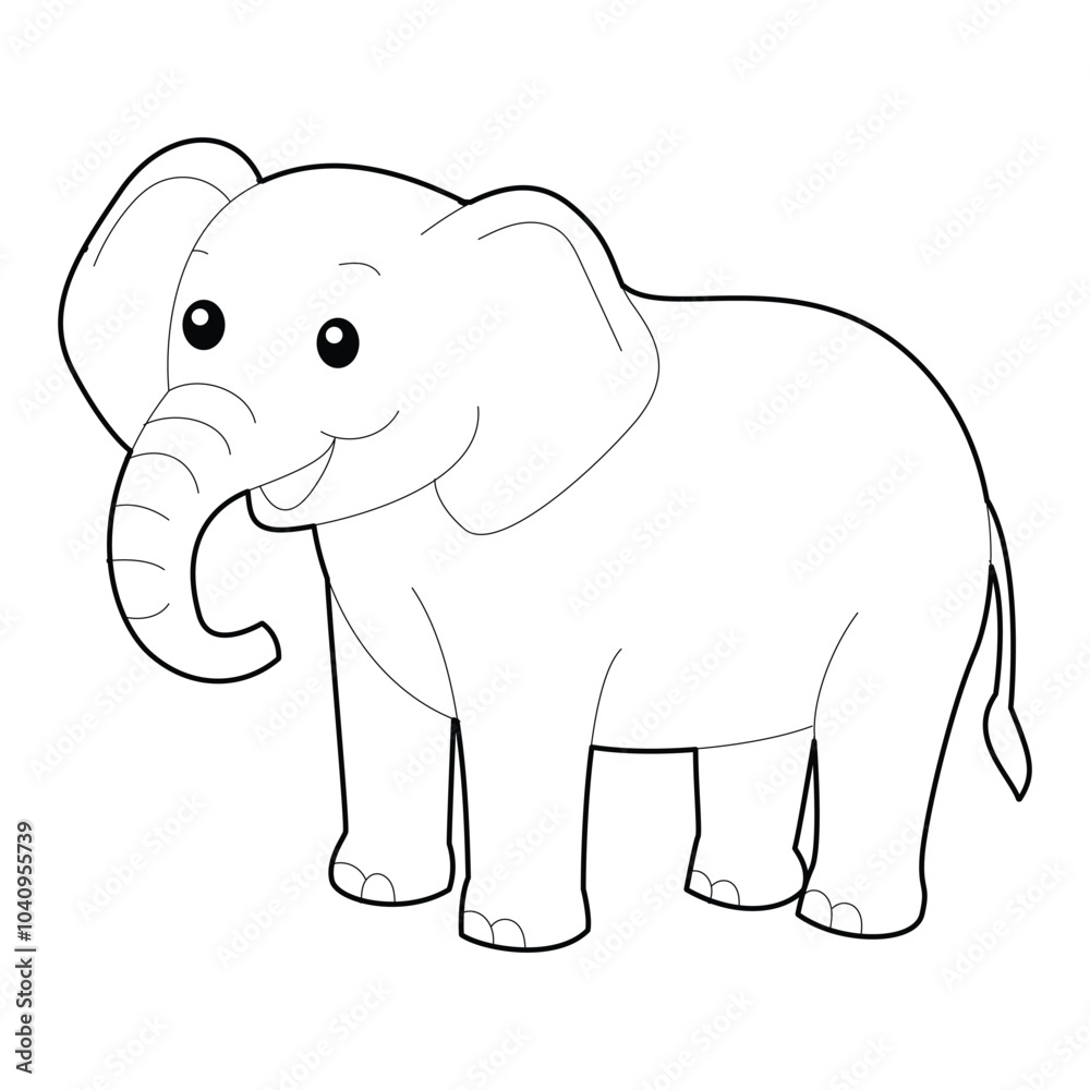 Fototapeta premium Elephant Animal Coloring Page for Kids