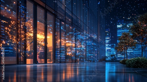 Wallpaper Mural Modern Corporate Office Building at Night Torontodigital.ca