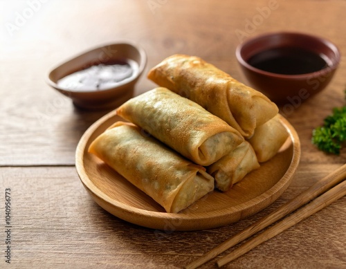 Lumpia in wooden table photo