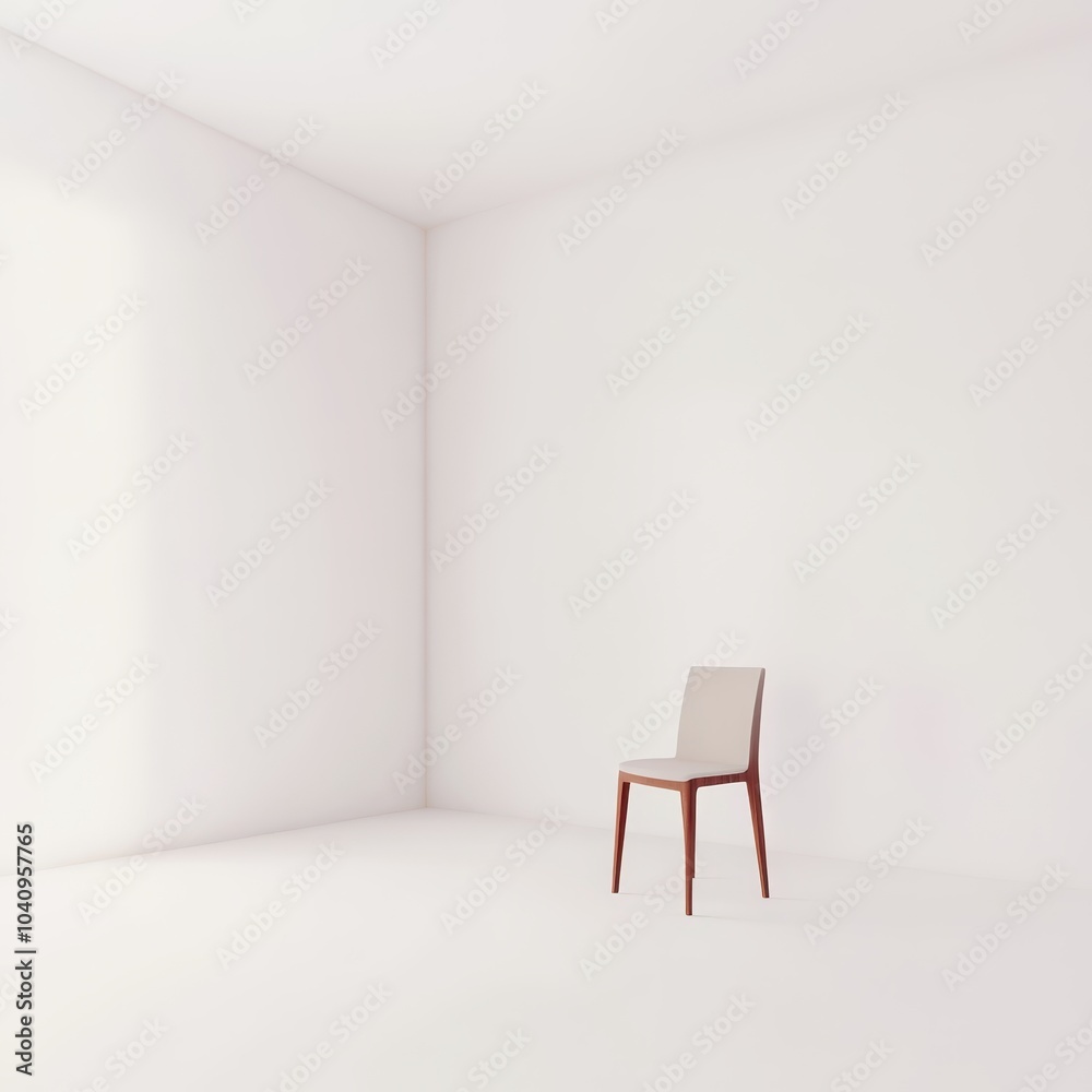 Fototapeta premium Minimalist Chair in a Bright White Room
