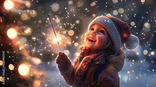 Sparkling Joy: A Child's Delight in Winter Wonderland