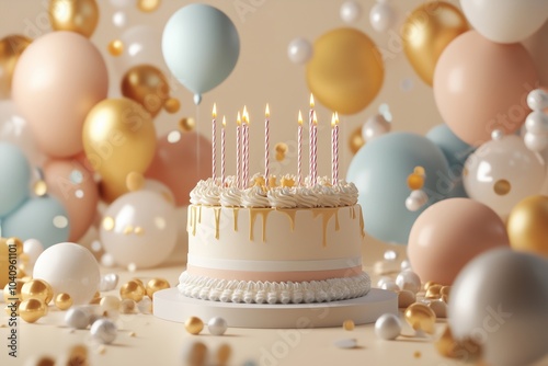 happy birthday party 3d by generative ai