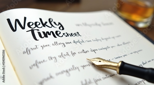 Wallpaper Mural Elegant weekly timesheet with fountain pen on desk Torontodigital.ca