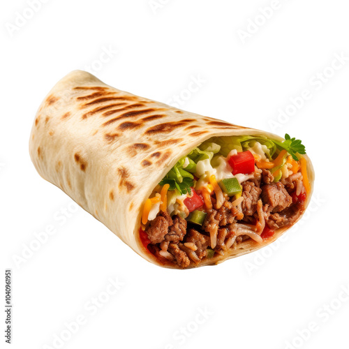 Delicious Beef Burrito with Fresh Vegetables and Spices