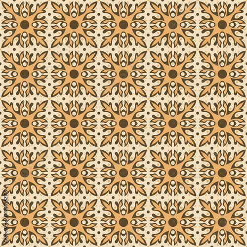 Talavera Pattern With Brown Color. Tile Seamless Pattern Design