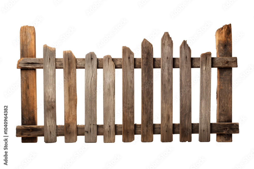 Rustic Wooden Fence on White Background Rustic Wooden Fence on White Background