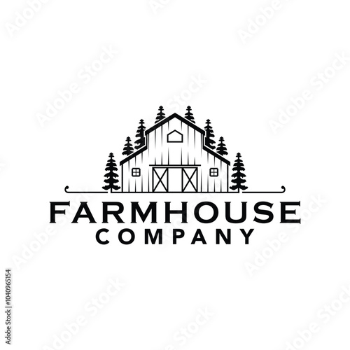 Farmhouse, warehouse, barn vintage logo design. Countryside logo vector illustration