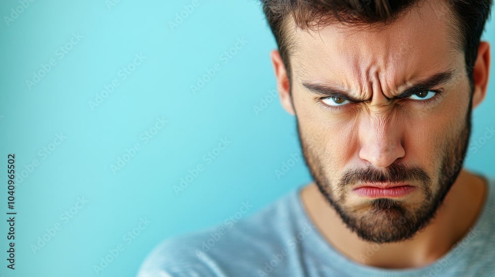 Fototapeta premium Close-up Portrait of a Man with an Angry Expression