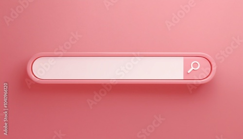 A minimalist pink search bar on a matching pink background, emphasizing simplicity and functionality in design.