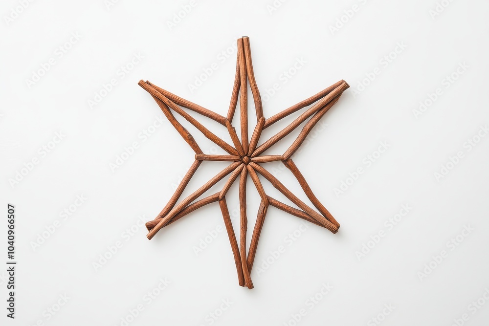 Rustic wooden star on white background: natural home decor and craft inspiration Rustic wooden star on white background: natural home decor and craft inspiration